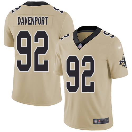 Men New Orleans Saints Limited Gold Marcus Davenport Jersey NFL Football #92 Inverted Legend Jersey->new orleans saints->NFL Jersey